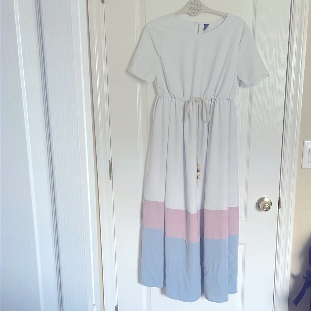 SHEIN Colorblock Maxi Dress - White, Pink, Blue